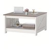 Farmhouse Square Coffee Table with Open Storage Compartment Wood Cocktail Table For Living Room Organizer Off White - 2 of 4