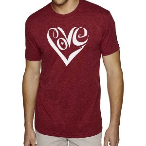LA Pop Art Men's Premium Blend Word Art T-shirt - Script Love Heart - 1 of 4