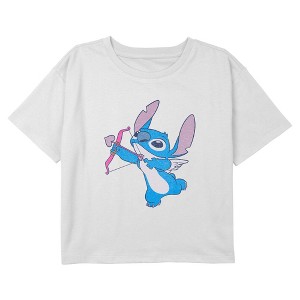 Girl's Lilo & Stitch Cupid Love Shot Cropped T-Shirt - 1 of 3