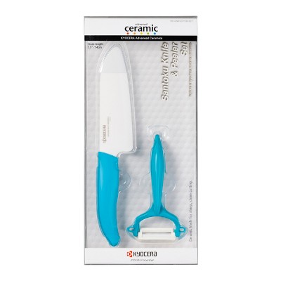 Kyocera Revolution Blue 5.5 Inch Santoku Knife with Y Peeler