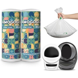 Pre-Separated Litter Box Liners, 9-11 Gallon Clear Waste Bags Compatible with Self-Cleaning & Automatic Boxes - 1 of 4