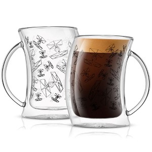JoyJolt Star Wars TIE Fighter Double Wall Glass Mugs - Set of 2 - Insulated Glasses Espresso Cups - 2 oz - 1 of 4