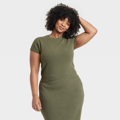 Women's Boucle Short Sleeve Crewneck Pullover Sweater - A New Day™