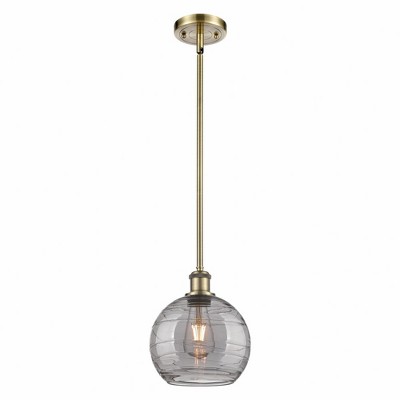 Athens Deco Swirl - 1 Light Stem Hung Mini Pendant In Industrial Style-10 Inches Tall and 8 Inches Wide
