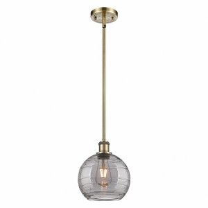 Athens Deco Swirl - 1 Light Stem Hung Mini Pendant In Industrial Style-10 Inches Tall and 8 Inches Wide - 1 of 1