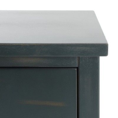Transitional Blue and Gray Wood Metal Storage End Table