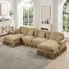 Classic U-Shape 4-Seater Modular Sectional Sofa with Flared Arms, Removable Ruffles Skirts & Movable Ottomans, Chenille Deep Seat Cloud Sofa - 3 of 4