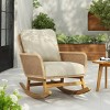 Contemporary Minimalist Chair, Patio Rocking Armrest Sofa, Patio Wicker Rocking Chaise with Polyester Cushions and Wooden Frame-Coolbibila - 3 of 4
