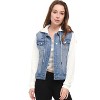 INSPIRE CHIC Women's Regular Fit Layered Drawstring Hood Denim Jacket with Pockets - 3 of 4