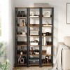 Homhougo Narrow Bookshelf Tall Skinny Bookcase 6 Tier Storage Rack Rustic Corner Shelf Metal Frame Small Freestanding Bookshelves , Brown - 4 of 4