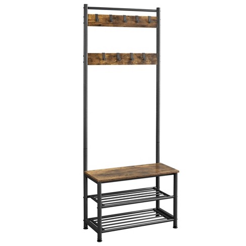 Costway 71'' Coat Rack Hall Tree With Shoe Bench Industrial Entryway  Storage Shelf With Hooks : Target