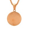Steeltime 24" 18k rose gold plated stainless steel Padre Nuestro prayer round pendant with simulated diamonds - 2 of 4