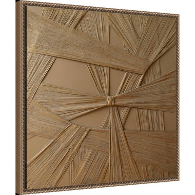 Golden Desert Abstract Canvas Art with Bronze Floater Frame