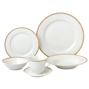 Lorren Home Trends 24 Piece Gold Porcelain Dinnerware Service for 4-Georgette - 1 of 2