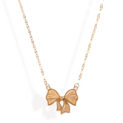 Anna-Kaci Women's Gold Tone Bow Pendant Necklace on Delicate Chain - Gold