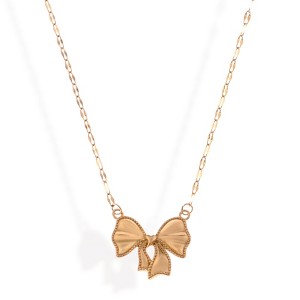 Anna-Kaci Women's Gold Tone Bow Pendant Necklace on Delicate Chain - Gold - 1 of 4