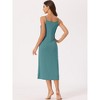 cheibear Women's Sleeveless Spaghetti Strap Midi Cami Tank Sleepdress - 4 of 4