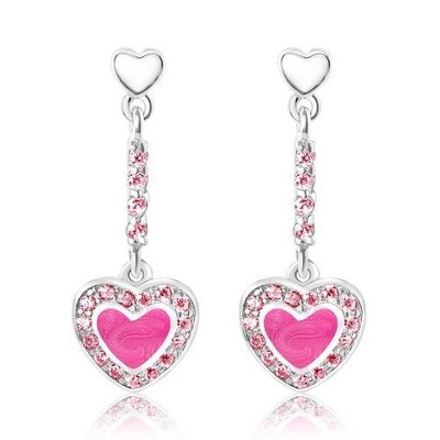Chanteur Hypoallergenic Kids Jewelry Accessories Heart Dangle CZ White Gold Palladium Plating Stud Earrings Surgical Titanium Posts