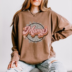 Simply Sage Market Mama Leopard Circle Lightweight Garment Dyed Sweatshirt - 1 of 4