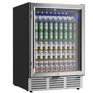 Simzlife 24in Under Counter 180 Cans Stainless Steel Mini Fridge Countertop Drink Cooler - 1 of 4