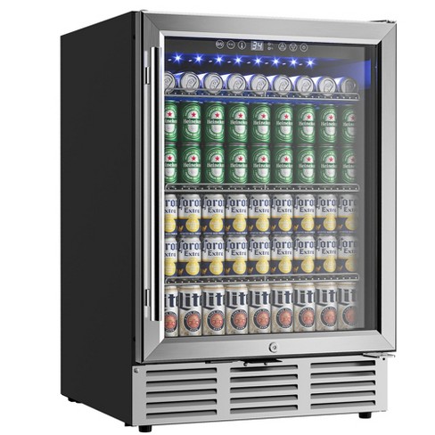 Simzlife 24in Under Counter 180 Cans Stainless Steel Mini Fridge Countertop Drink Cooler - image 1 of 4