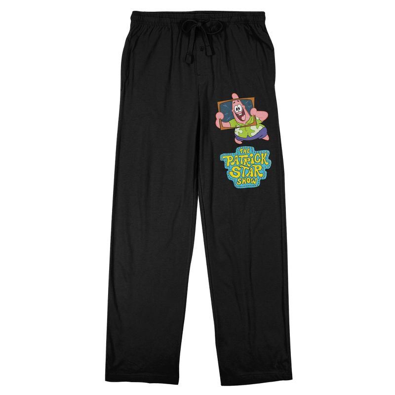 The Patrick Star Show Patrick & Logo Men's Black Sleep Pajama Pants, 1 of 4