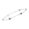 Ross-Simons 0.75 ct. t.w. CZ and .40 ct. t.w. Simulated Sapphire Evil Eye Station Bracelet in Sterling Silver - 4 of 4
