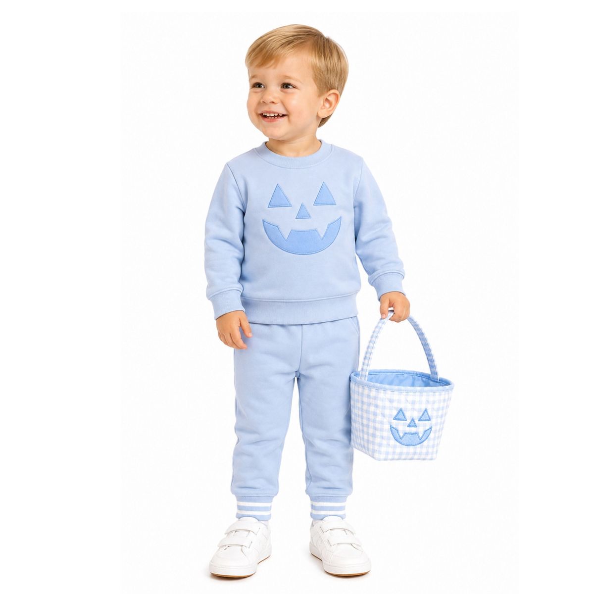 Bits & Bows Boys' Petite Pumpkin Halloween Tote, Blue - thumbnail 5