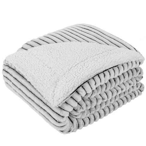 Pavilia Soft Thick Fleece Flannel Ribbed Striped Throw Blanket