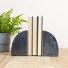 Storied Home Boho Arched Semicircle Marble Bookends with Brass Detail, Set of 2, Black - 2 of 4