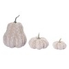 Transpac 9 in. White Harvest Pumpkin with Stitch Pattern Set of 3 - 2 of 3