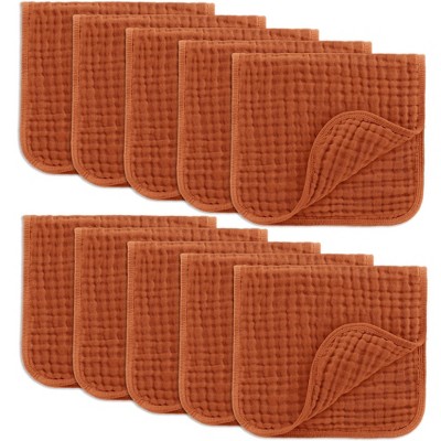 Image of Muslin Burp Cloths Large 100% Cotton by Comfy Cubs (Garnet, Pack of 10)