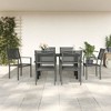 vidaXL Patio Dining Set Outdoor Table and Chair Black Steel and Textilene - 55.1" Table Length 6 Chairs - 2 of 4