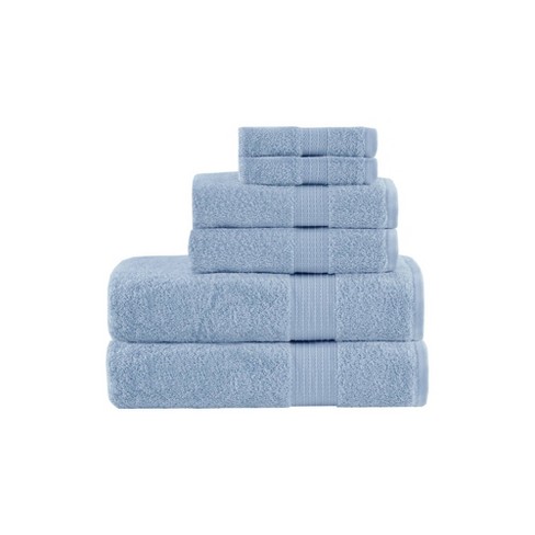 The Clean Store 10 Piece Blue Cotton Bath Towel Set (2 Bath Towels, 2 Hand Towels and 6 Washcloths)