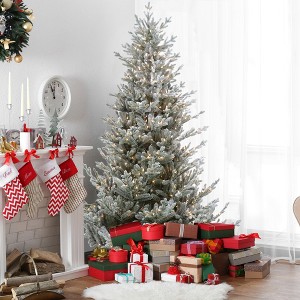 Northlight Real Touch™️ Pre-Lit Flocked Little River Fir Artificial Christmas Tree - 6.5' - Clear Lights - 1 of 4
