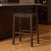 HomeRoots 31" Brown Faux Leather and Solid Wood Backless Bar Height Bar Chair - 2 of 4