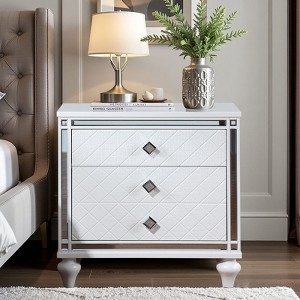 NicBex Contemporary Nightstand with Mirror Frame Accents Bedside Table with 2 Drawers and 1 Hidden Drawer End Table for Living Room, Bedroom - 1 of 4