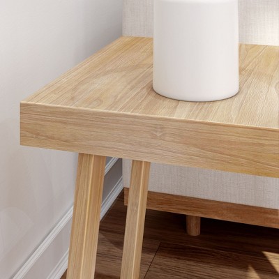 Blonde Wirebrush Solid Pine Wood Square Side Table