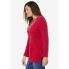 Woman Within Embroidered Thermal Henley Tee - 4 of 4