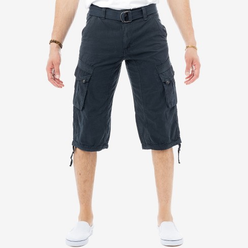 X Ray Men’s Belted 18 Inch Below Knee Long Cargo Shorts In Navy Size 28 ...