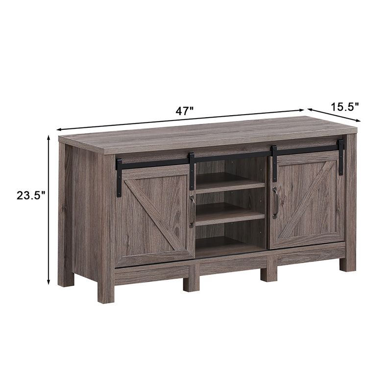 Costway TV Stand Sliding Barn Door Entertainment Center for TV's up to 55'' with Storage, 2 of 11