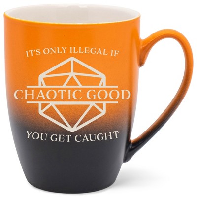 100 North Chaotic Good 10 Ounce Orange and Black Two Toned Ombre, Comfortably Fits Your Hands, Ceramic Tea Coffee Cup Mug, It's Only Illegal If You