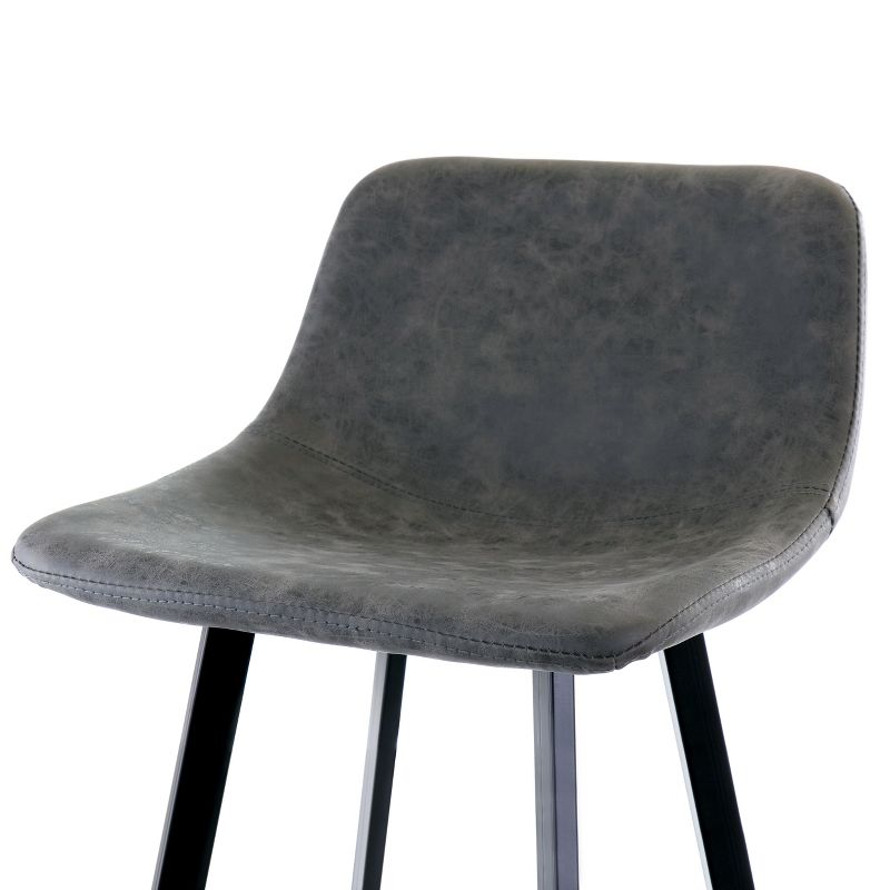 Elama Faux Leather Bar Stool in Gray with Black Legs, 5 of 10