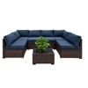 Nertpow 6 Piece Patio Furniture Set - PE Wicker Long Sofa with Barrel-Shaped Design - Durable, Comfortable and Stylish Outdoor Seating Solution,Blue - 2 of 4
