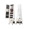 White 360°Swivel Jewelry Armoire, Floor Standing Locking with Full Length Mirror,Bottom Drawer, Shelf, Wheels,White Cabinet with Storage Capacity Bo - 3 of 4