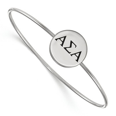 Black Bow Jewelry Sterling Silver Alpha Sigma Alpha Greek Life Bangle Bracelet 6 Inch