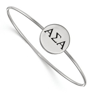 Black Bow Jewelry Sterling Silver Alpha Sigma Alpha Greek Life Bangle Bracelet 7 Inch - 1 of 3