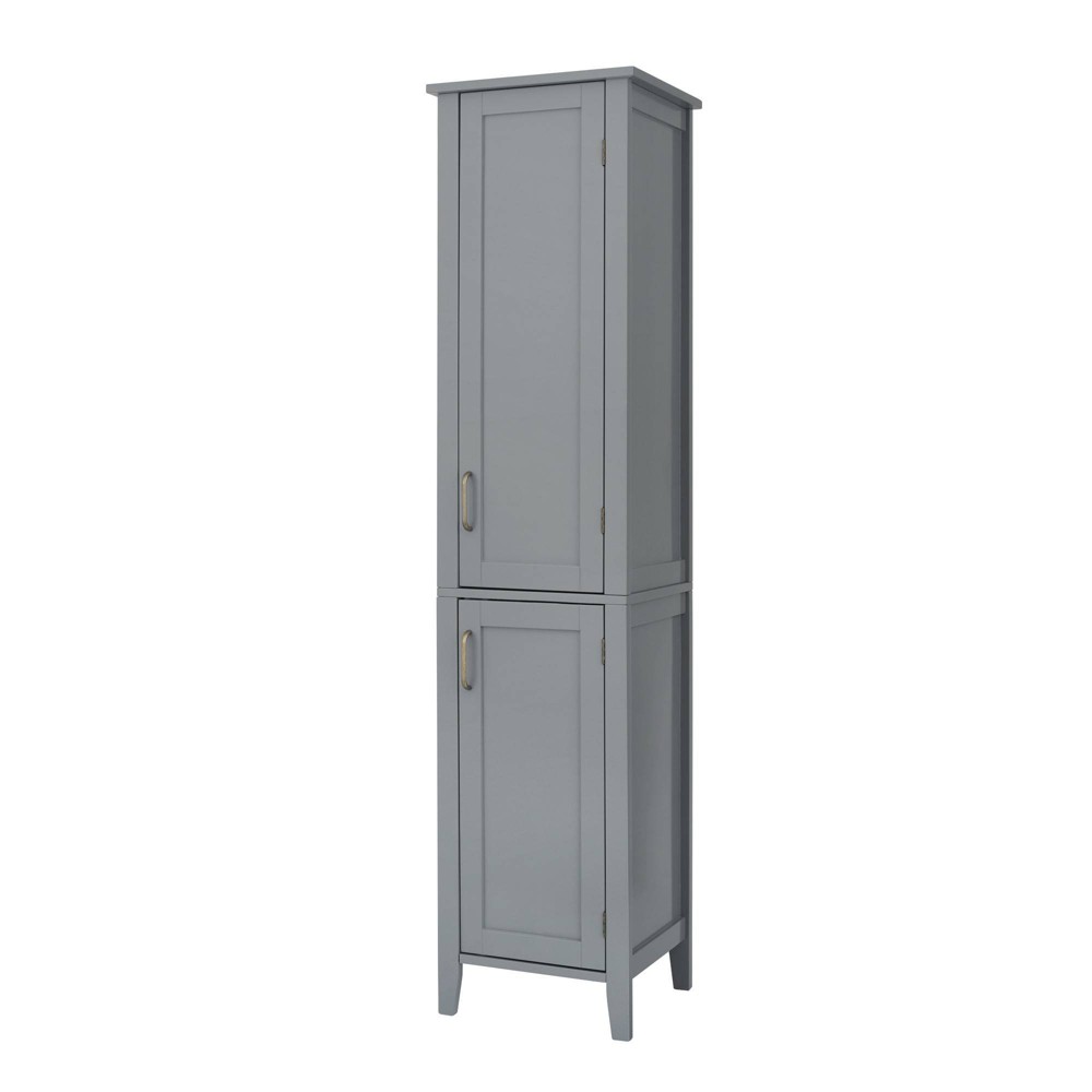 Photos - Wardrobe Mercer Mid Century Modern Wooden Linen Tower Cabinet Gray - Elegant Home F