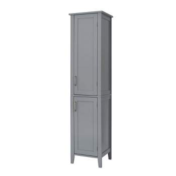 Mercer Mid Century Modern Wooden Linen Tower Cabinet Gray - Elegant Home Fashions