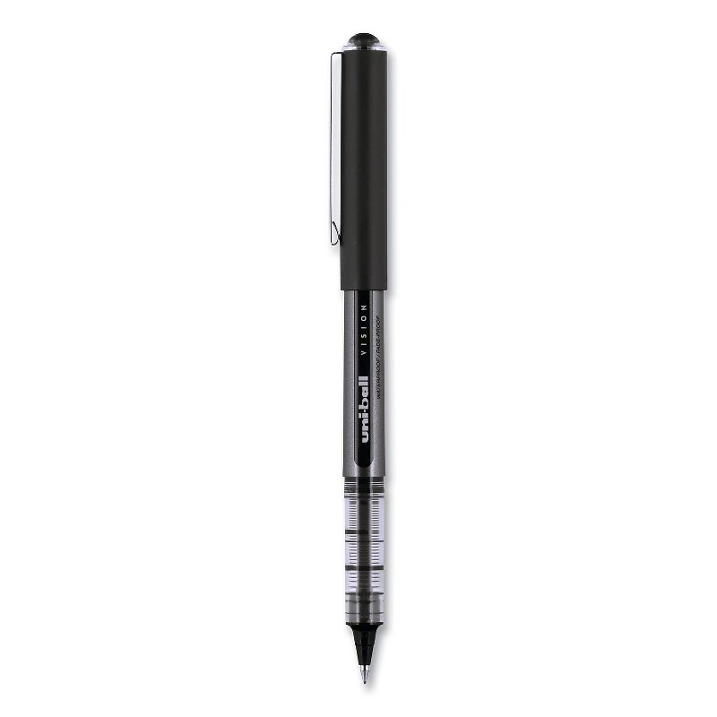 uni-ball VISION Roller Ball Pen Stick Bold 1 mm Black Ink Black Barrel Dozen 70128, 4 of 10